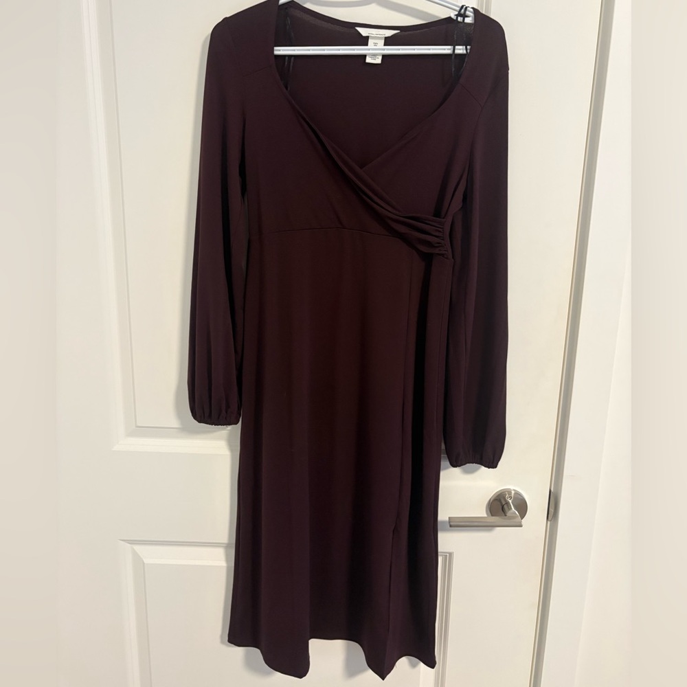 Maternity Dress Long Sleeve Burgundy Dress S